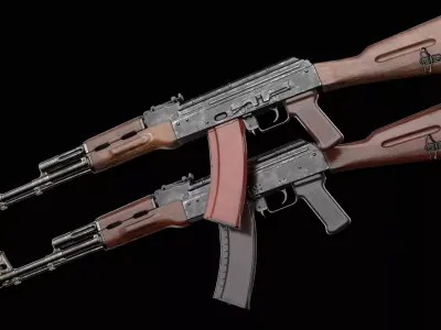 AK-74 AK-74N Kalashnikov Assault Rifle Game Ready Low-poly 3D model