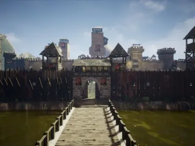 Walls and Towers Unreal Engine Low-poly 3D model
