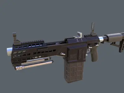 Automatic Grenade Launcher Savan Caliber 32mm Steel Low-poly 3D model