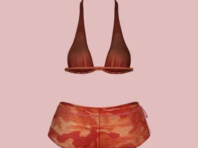 Sexy Red Army Bikini Low-poly 3D model
