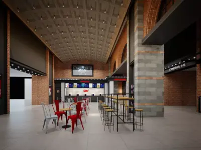 Cinema theatre lobby entrance industrial style commercial space 3D model