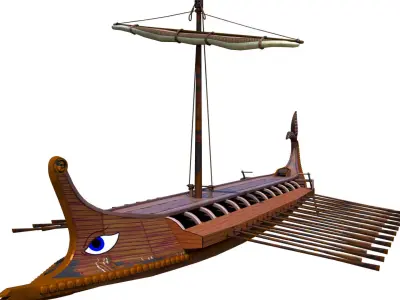 Historical Roman Greek Warship Trireme Low-poly 3D model