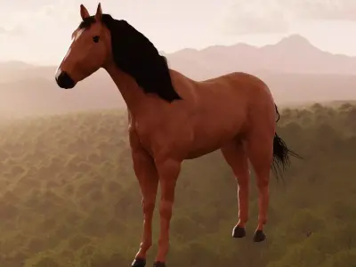 Horse in forest Low-poly 3D model