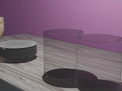 Bowls Plates and Glass Cups Free 3D model