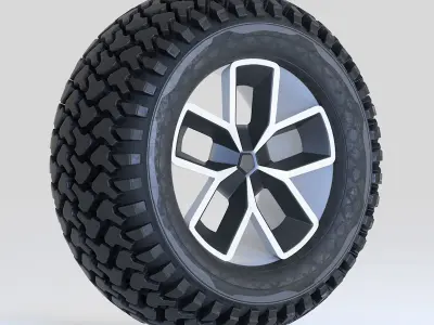 Pack Wheel Tire Rim Design Low-poly 3D model