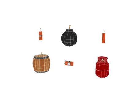 Explosive Pack Low-poly 3D model