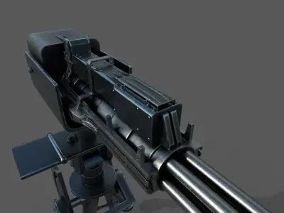 Minigun 3D Model gun on tripod Low-poly 3D model
