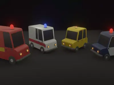Cars group Free low-poly 3D model