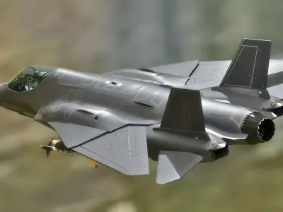 Custom Fighter Jet - Fully Rigged - Changable Decal and Text Low-poly 3D model