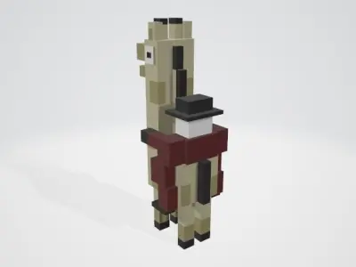 Cross a Road type game Giraffe and Rider Low-poly 3D model