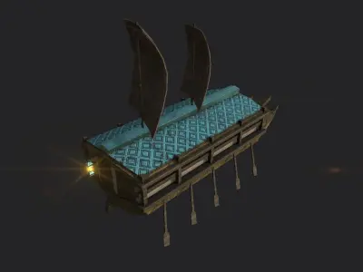 Korean Turtle Ship - Medieval Warship 04 Low-poly 3D model