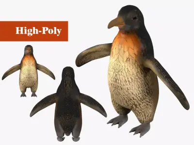 penguin rig  high-poly  textured 3D model