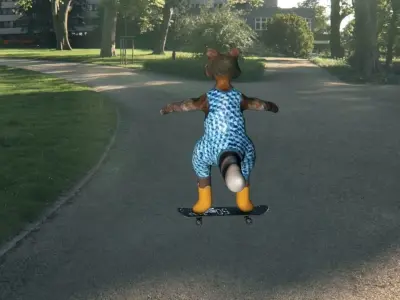 raccoon on a skateboard 3D model
