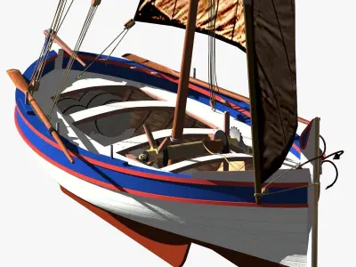 Shells Fishing Sailing Boat  Low-poly 3D model