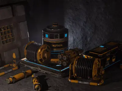 Sci Fi Cyberpunk Props Vol 1 Industrial UE5 Low-poly 3D model
