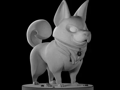 Dog Corgi High-poly and Low-poly 3D Model 3D model