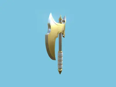Medieval Battle Axe 10 Golden Luxury - Fantasy Weaponry Low-poly 3D model