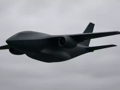 Stealth Drone 3D Futuristic Black Aircraft Jet Engines Low-poly 3D model