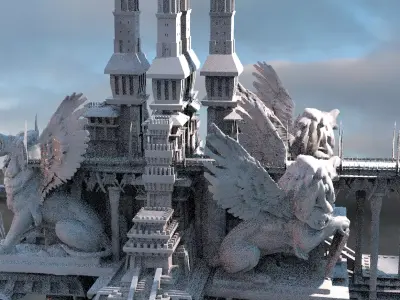 Lion Ancient Temple towers 3 3D model