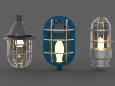 Bunker Light Low-poly 3D model