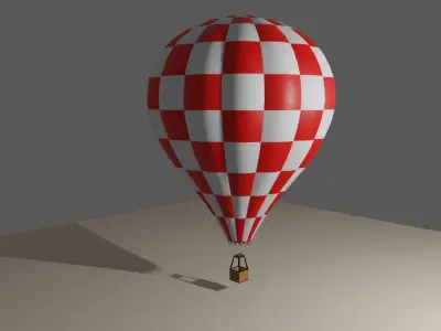 Red Balloon Checkered - Balao Vermelho Quadriculado Low-poly 3D model