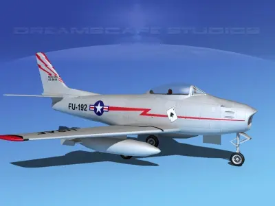 North American F-86 Sabre Jet V07 USAF 3D model