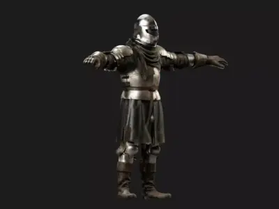 Armored Infantry Knight Rigged Low-poly 3D model