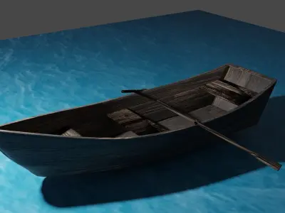 Wooden Boat Low-poly 3D model