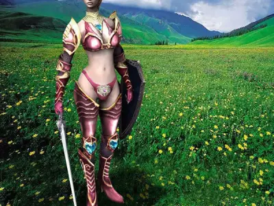 Royal Female Warrior Low-poly 3D model