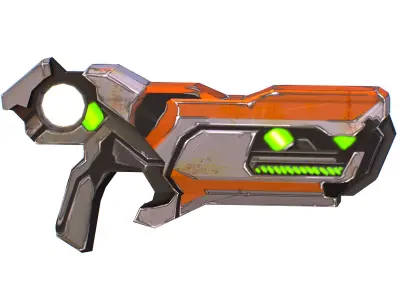 Cartoon Gun Blaster Barrel Nagan Nuff Pistol Revolver Cannon Low-poly 3D model