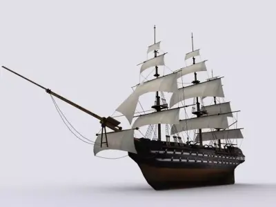 Sailing warship Low-poly 3D model