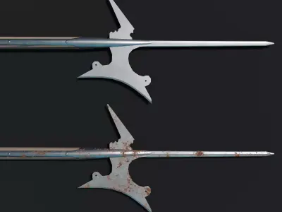 Medieval Crescent Bladed Halberd Low-poly 3D model