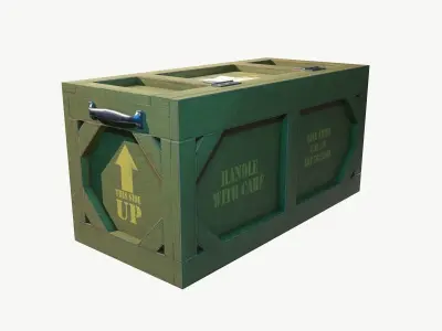 Wooden Military Case PBR Low-poly 3D model