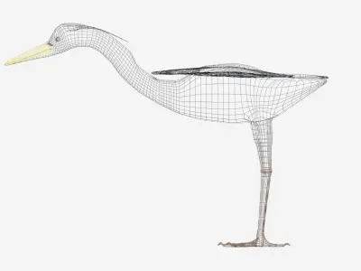 Heron model flying in sky Low-poly 3D model