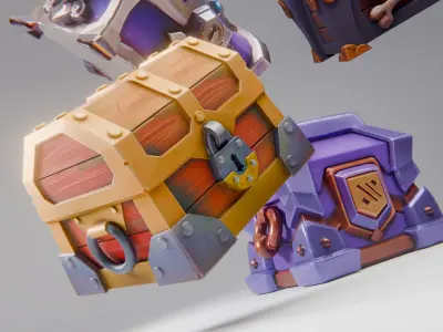 Chest collection fantasy  Low-poly 3D model