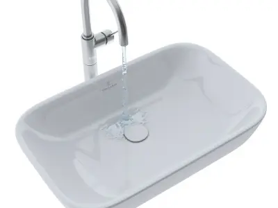 Sink and faucet for the bathroom 3D model