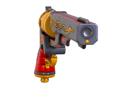 Low Poly Multibarrel Short Barrel Revolver Low-poly 3D model