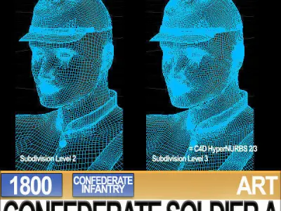Civil War Confederate Soldier A Infantry 3D model