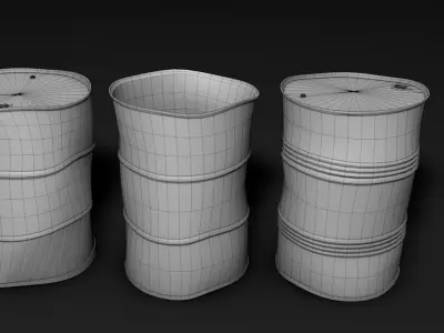 Set of crush barrels Free low-poly 3D model