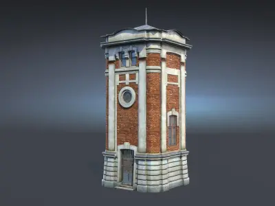 Water Tower 01 Low-poly 3D model