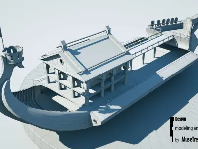 Boat Viking Low poly Low-poly 3D model