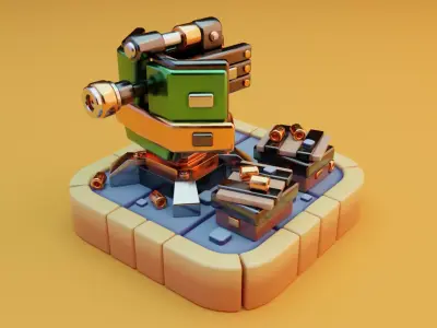 Machine gun platform 3D model for games 3D model