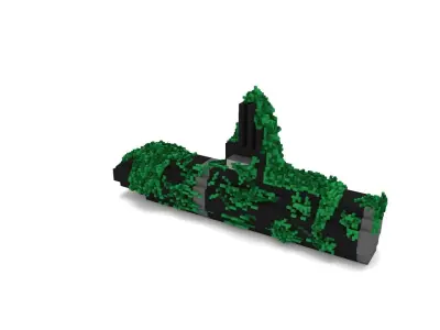 Voxel - Type2 Mossy Submarine Ship - Low-poly 3D Model Low-poly 3D model