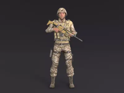 Soldier Rigged Low-poly 3D model