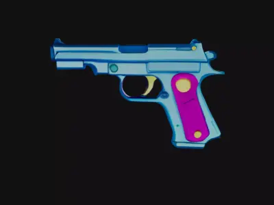 3D Gun Low-poly 3D model