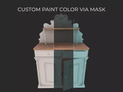 Hutch Cabinet Low-poly 3D model