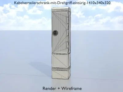 Cable distribution cabinet rotary handle one door 1410x340x320 Low-poly 3D model