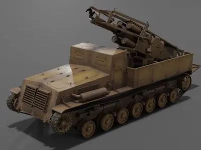 Type 4 Ha To Self-Propelled Mortar Low-poly 3D model