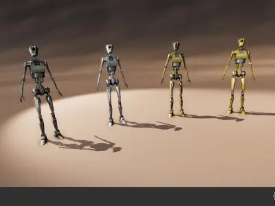 Droid Set Low-poly 3D model