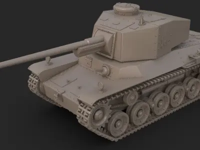 Tank Type 3 Chi-Nu Japan Clay Mental Ray 3D model